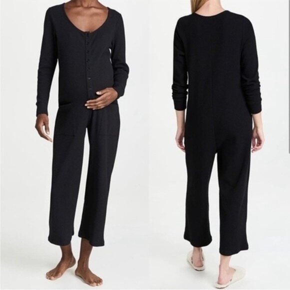 Hatch Jumpsuit Thermal Waffle Knit Daily Feed Long Sleeve Maternity Jumpsuit - Picture 6 of 6